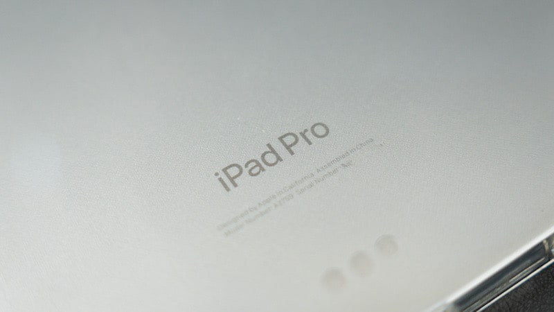 M2チップ搭載のiPad Pro 11インチの背面の文字の記載